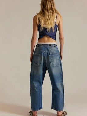 We The Free Distressed Relaxed Moxie Boyfriend Jeans in Blue